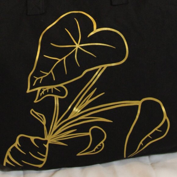 Mahina Made Black Tote Bag with Gold Taro Design - Picture 8 of 8
